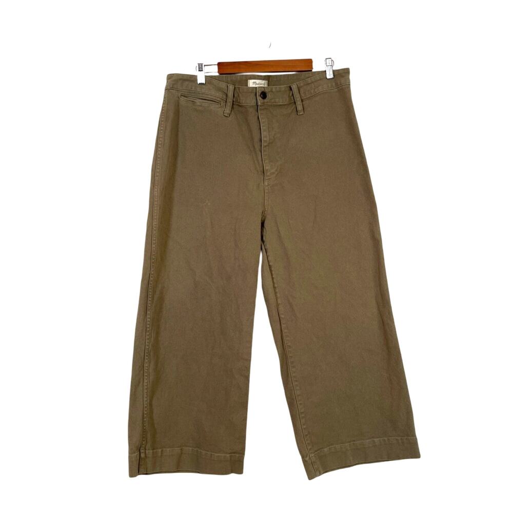 Madewell Wide Leg Pants in Olive Green
